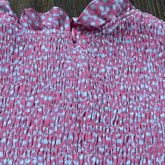 French Connection Elao Verona Crepe Smocked Dress Pink Sz M Pink Party Cocktail - Picture 11 of 13